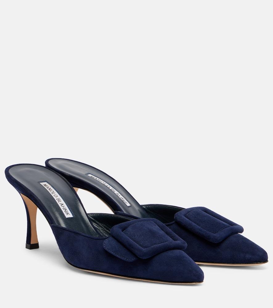 manolo blahnik maysale 70 suede mules
