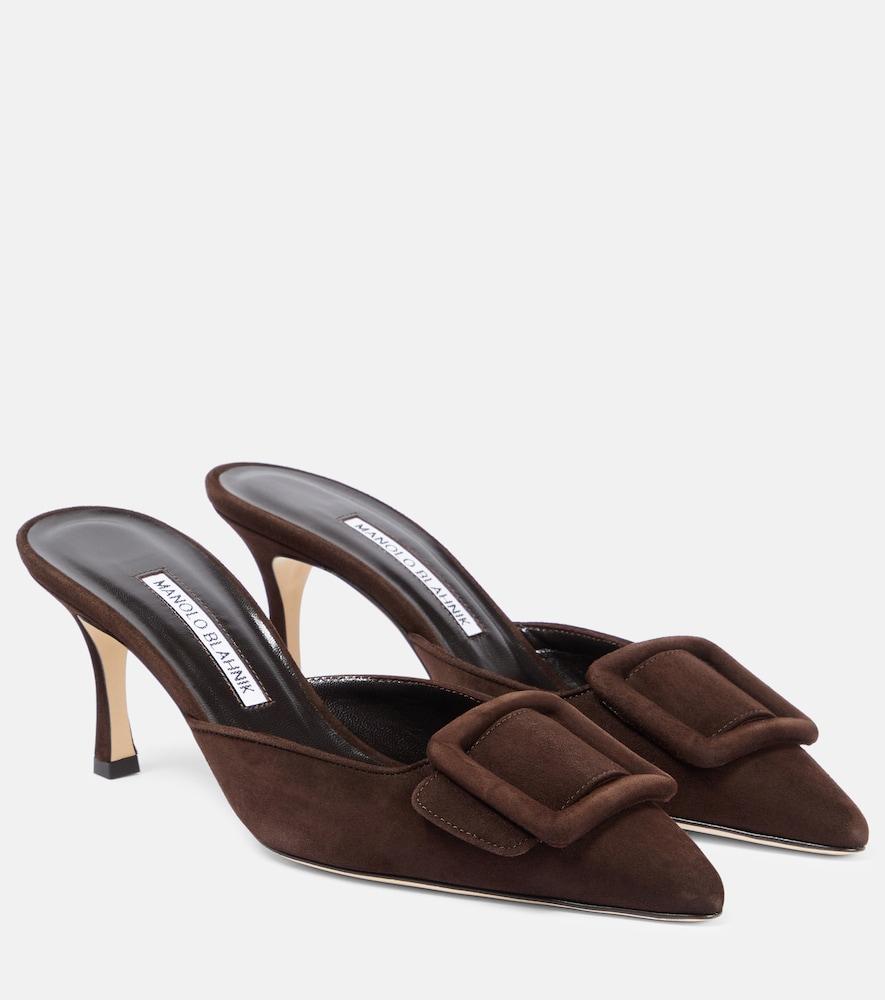 manolo blahnik maysale 70 suede mules