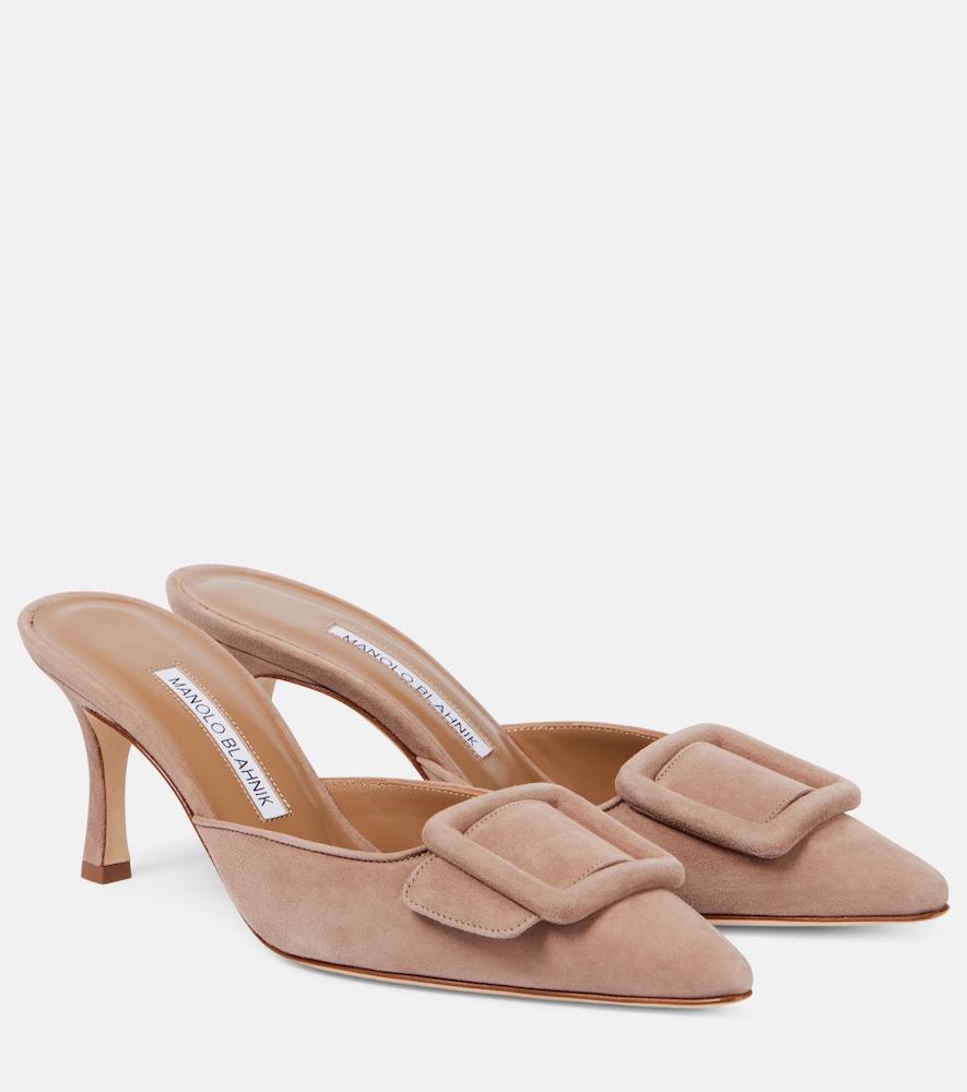 manolo blahnik maysale 70 suede mules