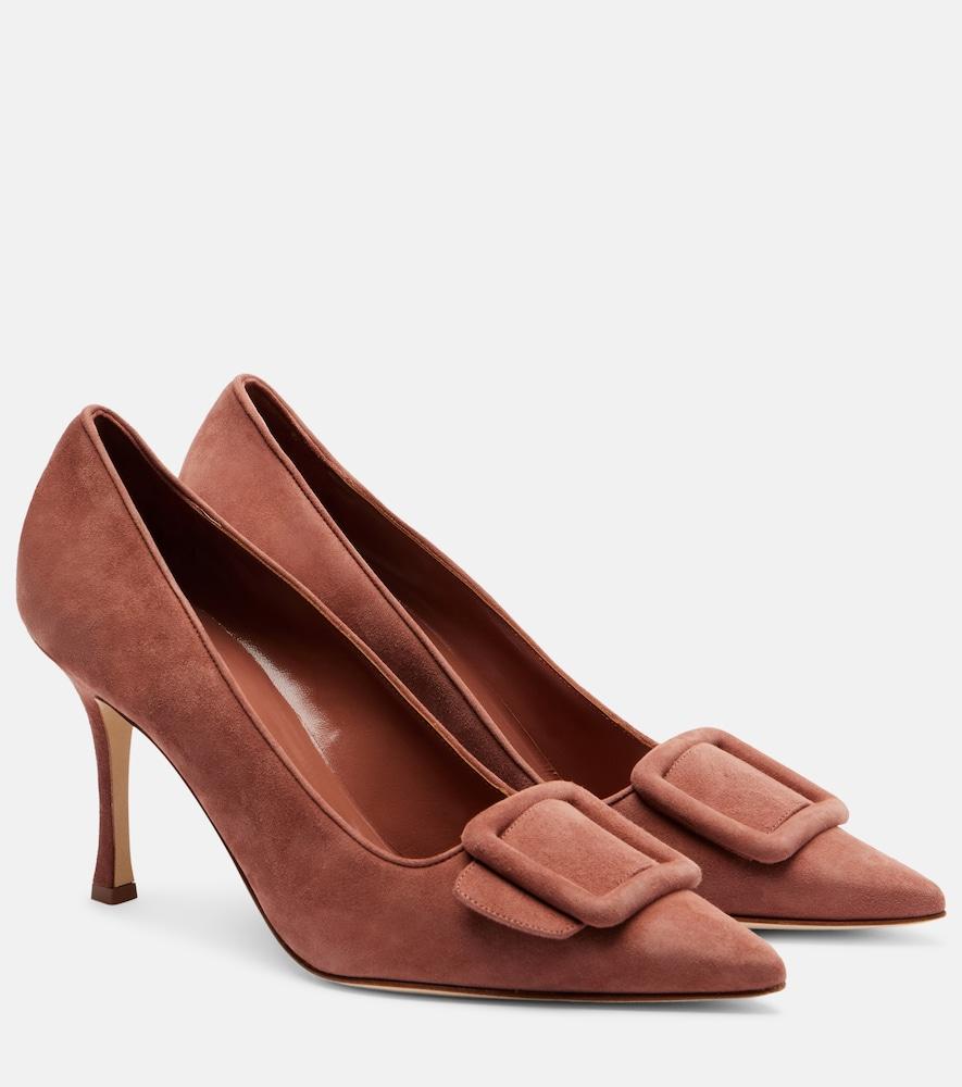 manolo blahnik maysale 90 suede pumps