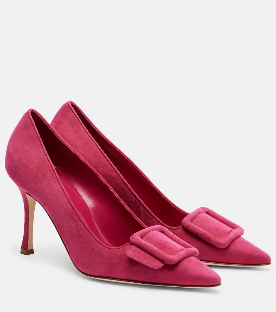 manolo blahnik maysale 90 suede pumps