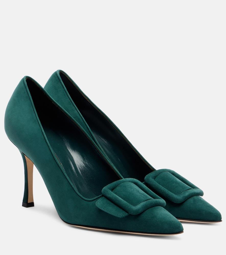 manolo blahnik maysale 90 suede pumps