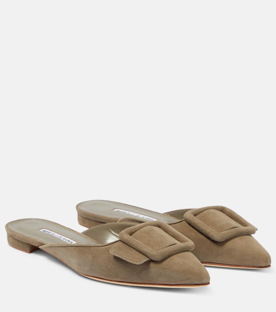 manolo blahnik maysale suede mules