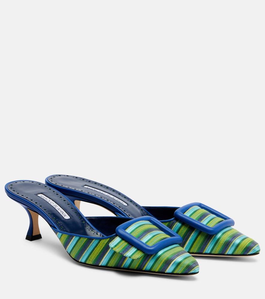 manolo blahnik maysalebi striped mules
