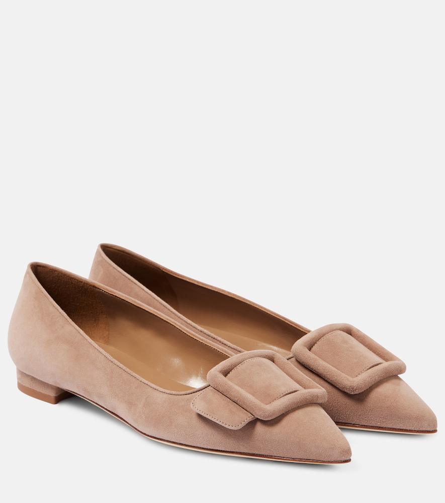 manolo blahnik maysalepumpflat suede ballet flats