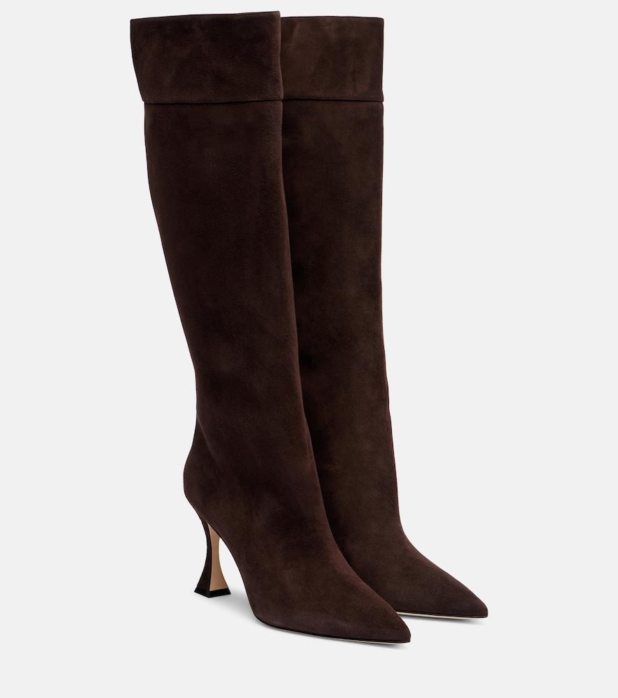 manolo blahnik miralonepla 90 suede knee