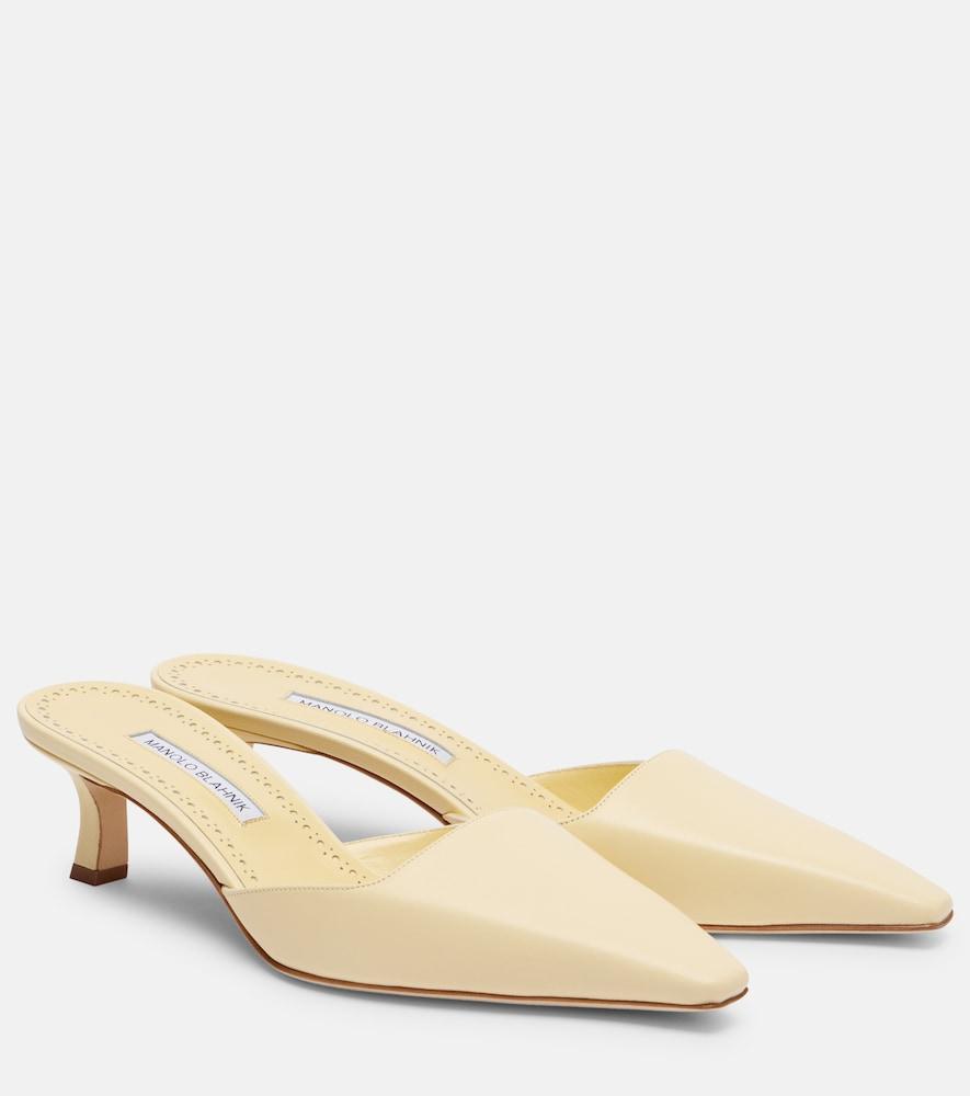 manolo blahnik moiramu leather mules
