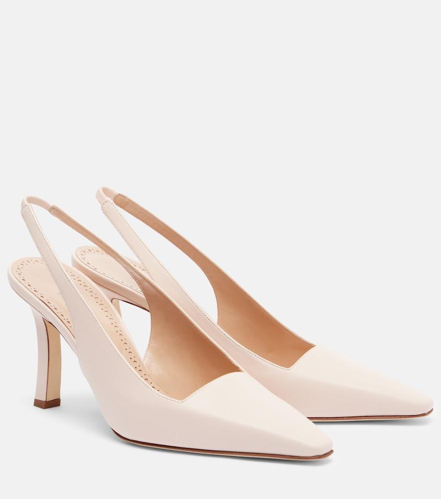 manolo blahnik moiramu leather slingback pumps