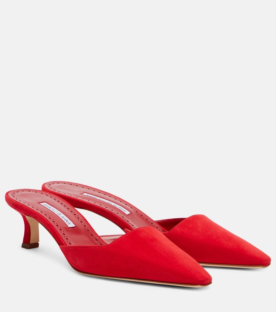 manolo blahnik moiramu suede mules
