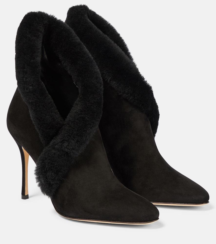 manolo blahnik nestanu 105 suede ankle boots