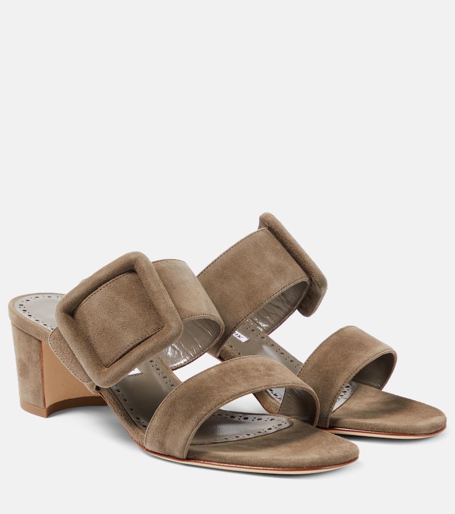 manolo blahnik newton 50 suede mules