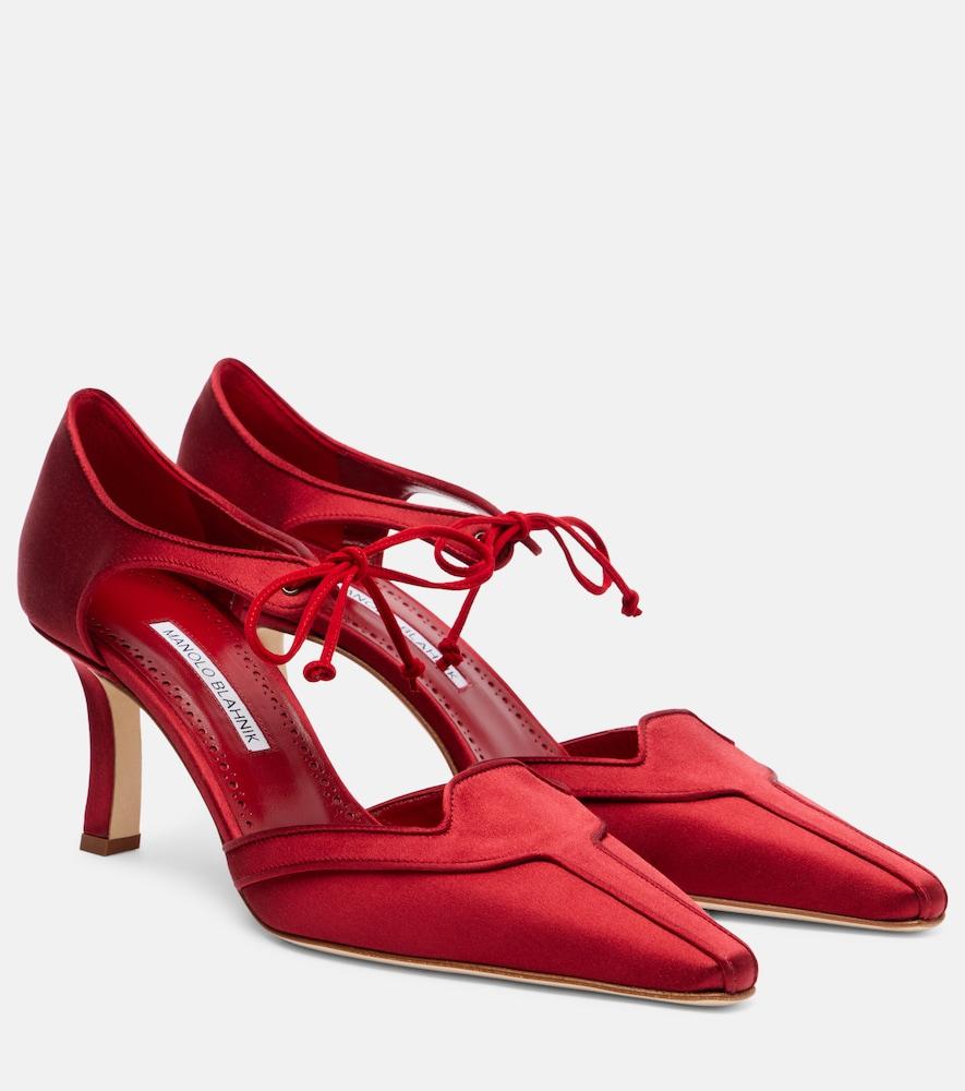 manolo blahnik orata 70 satin pumps