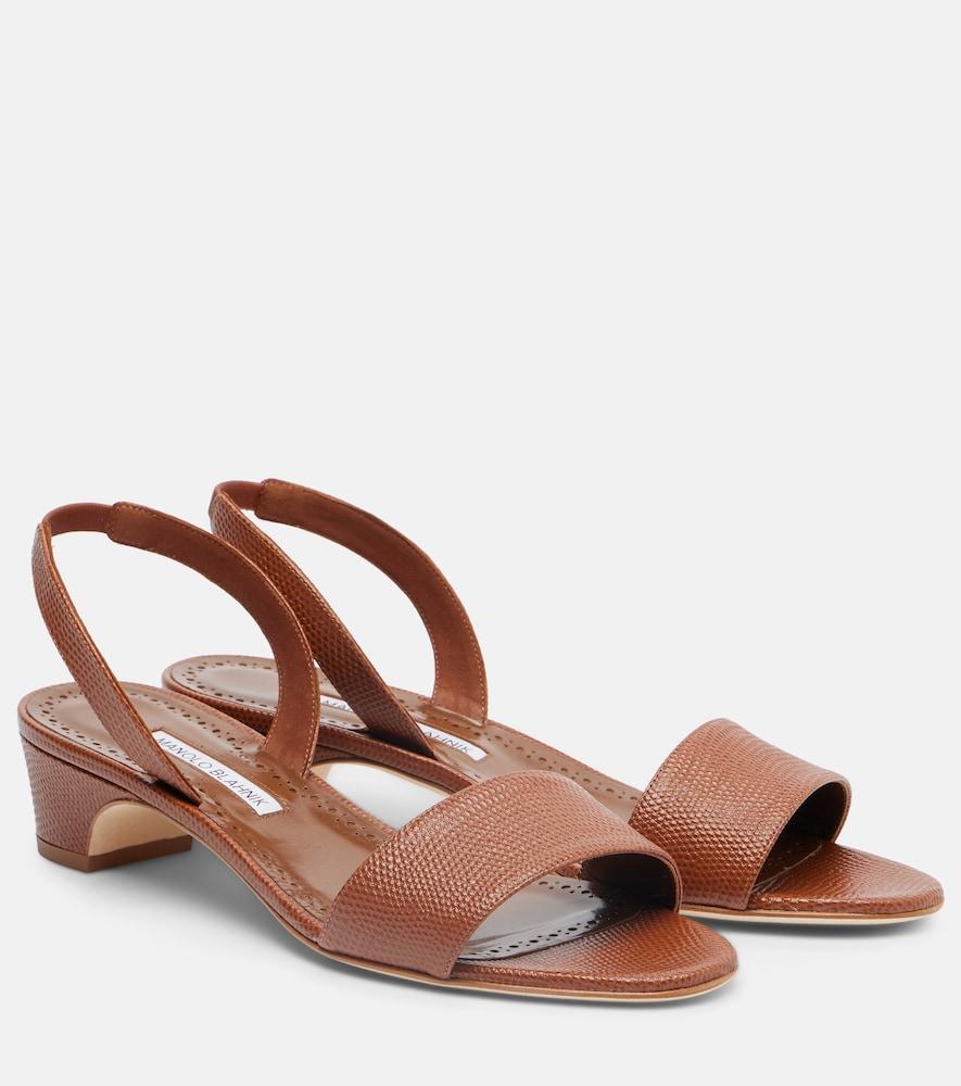 manolo blahnik patobarnu 30 leather slingback sandals