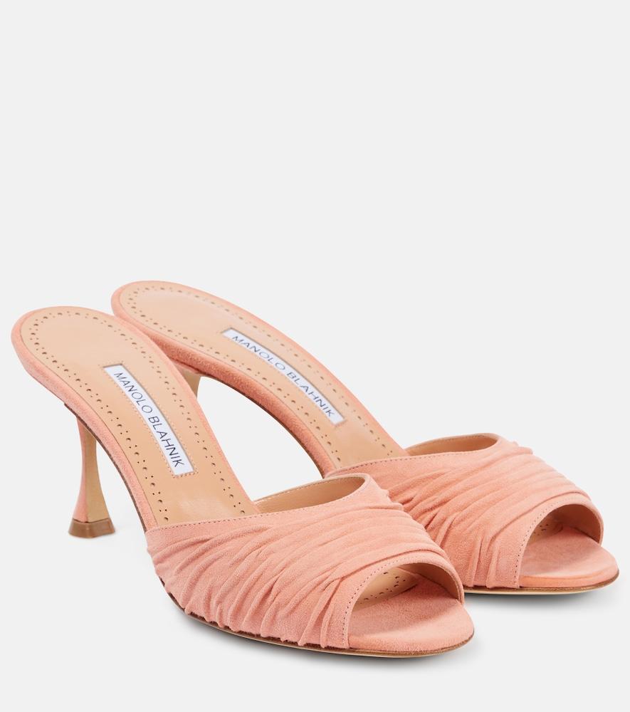 manolo blahnik pirua 70 suede mules