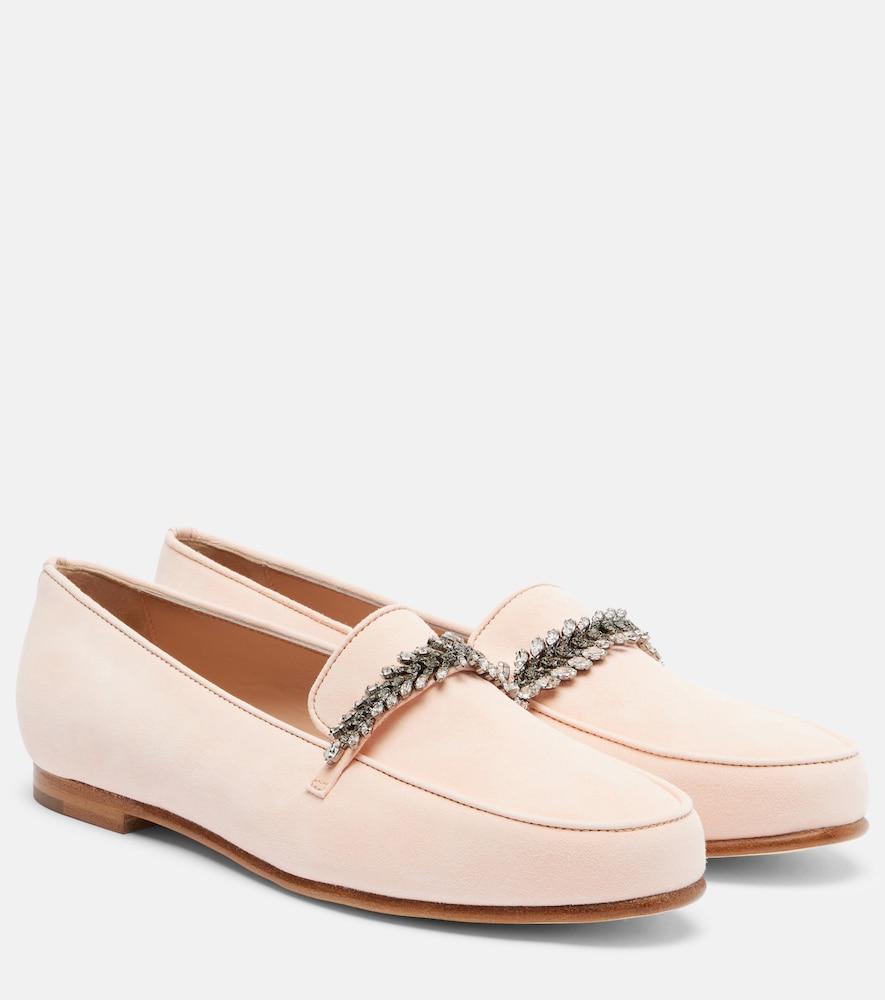 manolo blahnik pisufa embellished suede loafers
