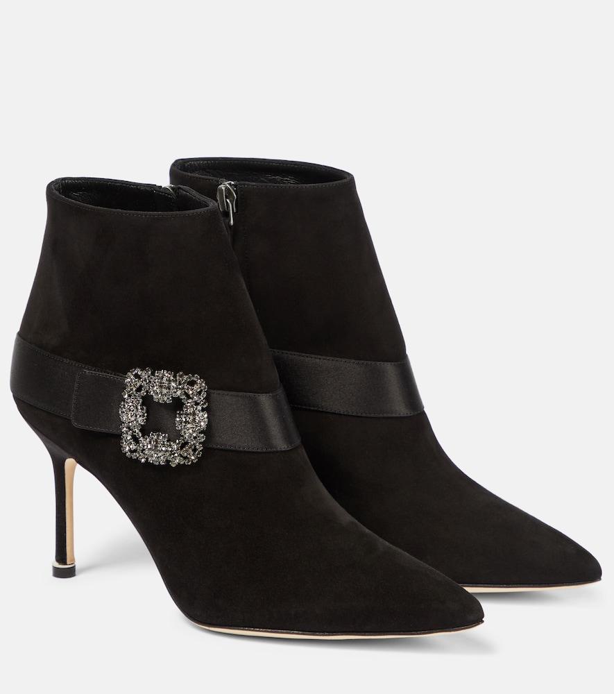 manolo blahnik plinianu embellished suede ankle boots