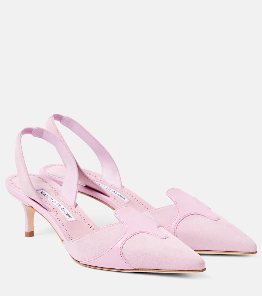 manolo blahnik poligleto 50 suede slingback pumps