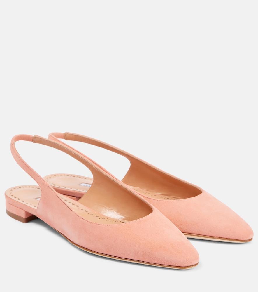 manolo blahnik sawra 10 suede slingback flats