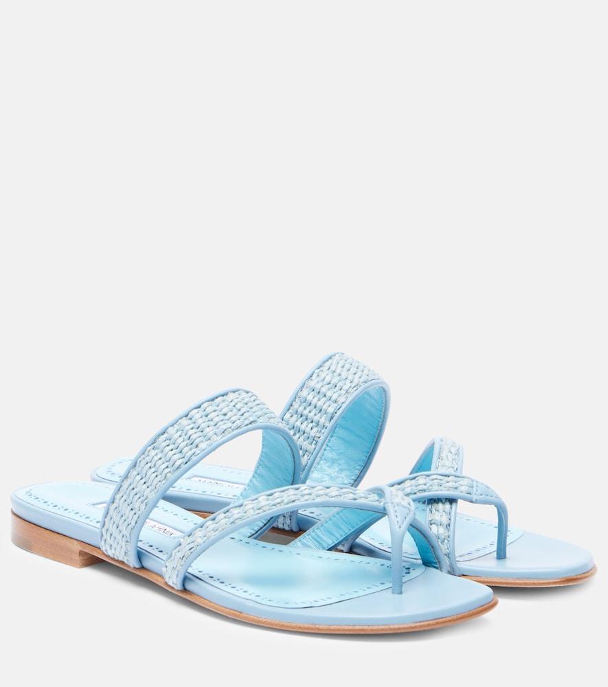 manolo blahnik susara raffia thong sandals