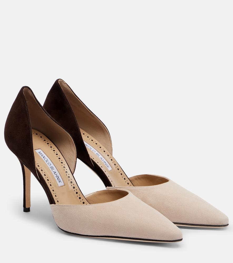 manolo blahnik taylerbinu 90 suede pumps