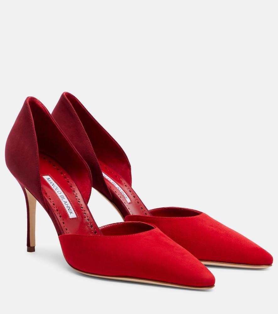 manolo blahnik taylerbinu 90 suede pumps