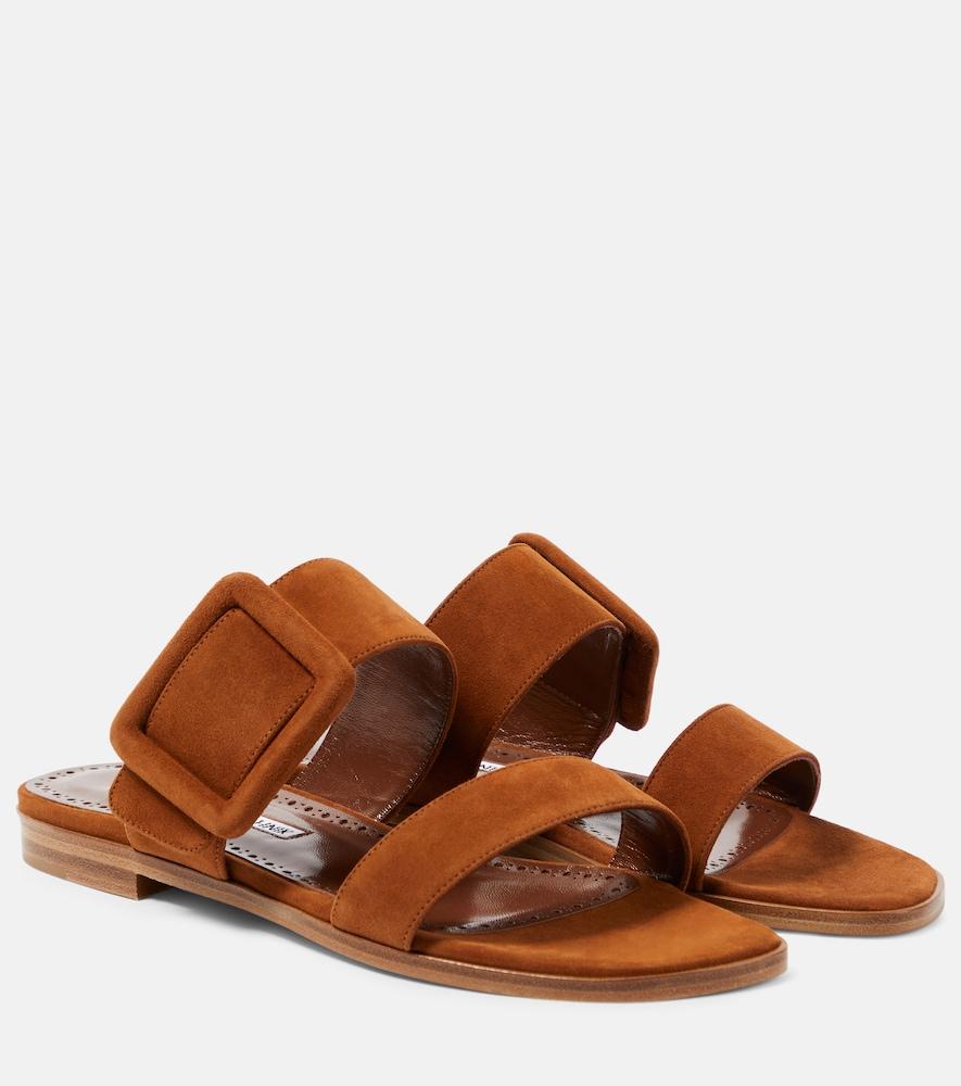 manolo blahnik titubaflat suede sandals