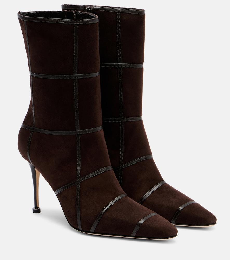 manolo blahnik trulona 90 suede ankle boots