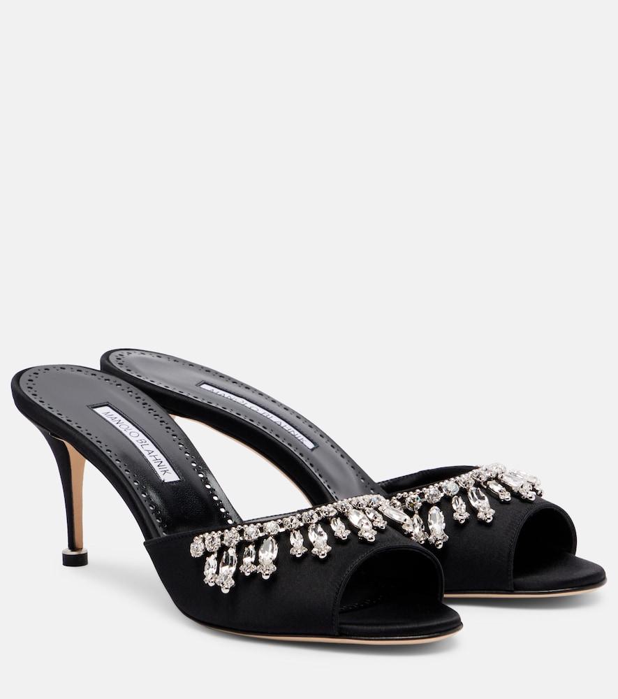 manolo blahnik tulimu 70 embellished satin mules