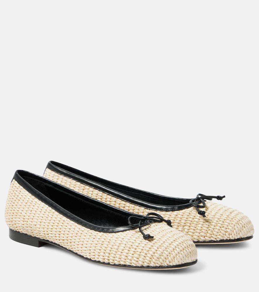 manolo blahnik veralli raffia ballet flats