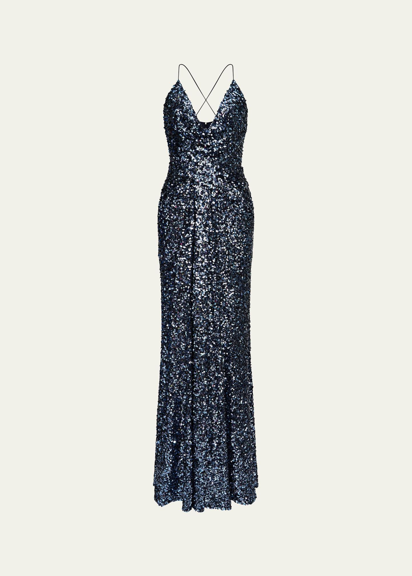 manon deep v-neck sequin gown