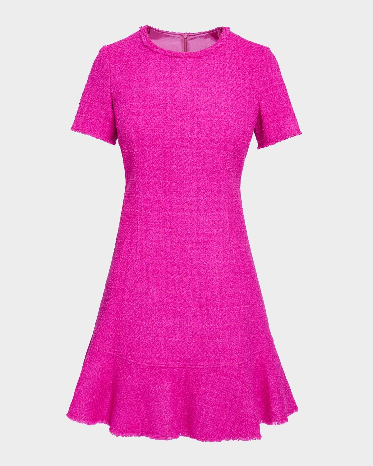 manta fringe-trim ruffle tweed mini dress