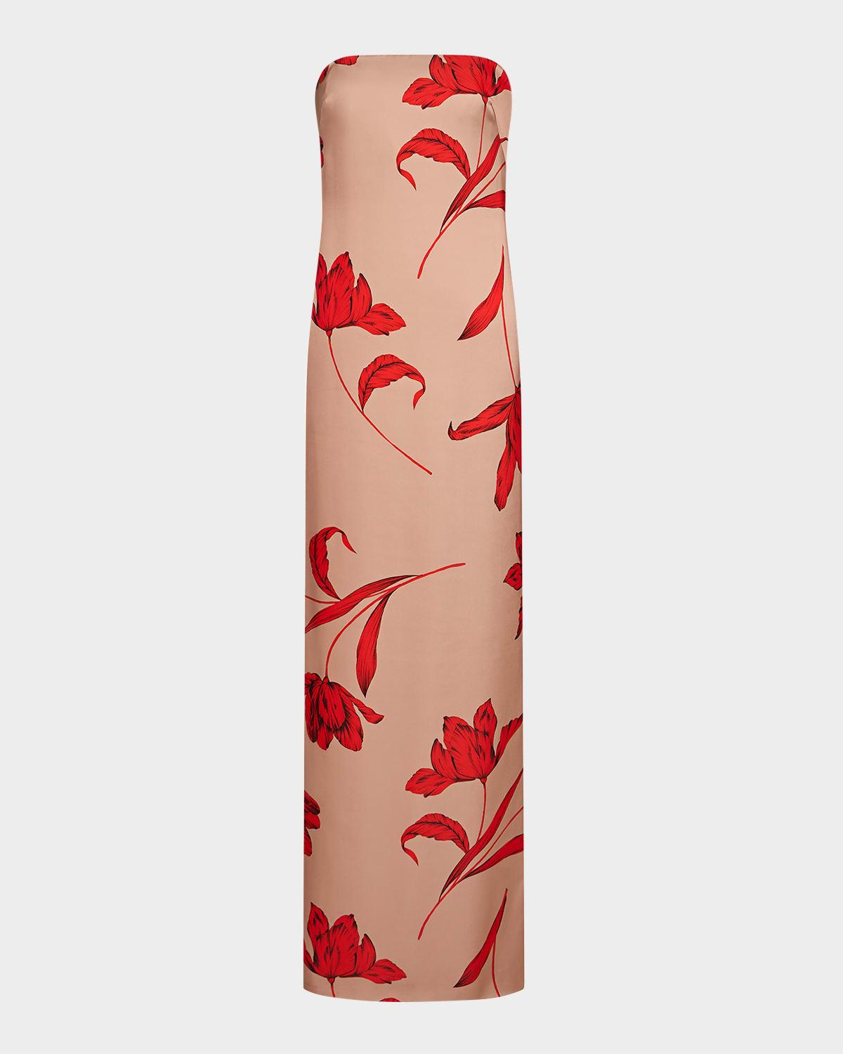 manuela strapless floral-print column gown