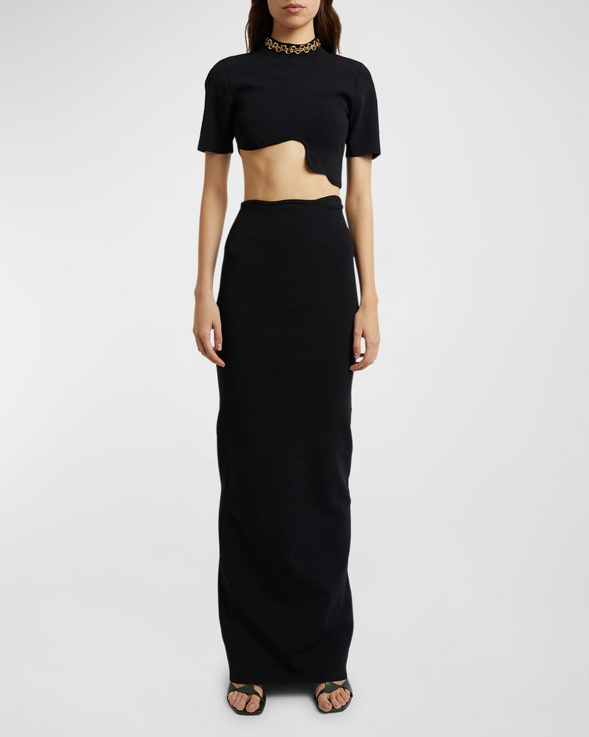 maparadita ripple-hem crop top
