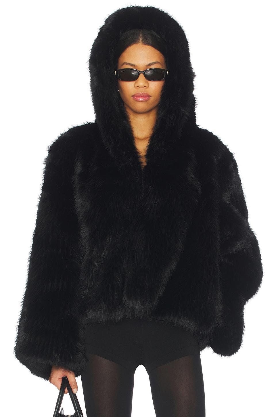 mara oversized hood faux fur jacket