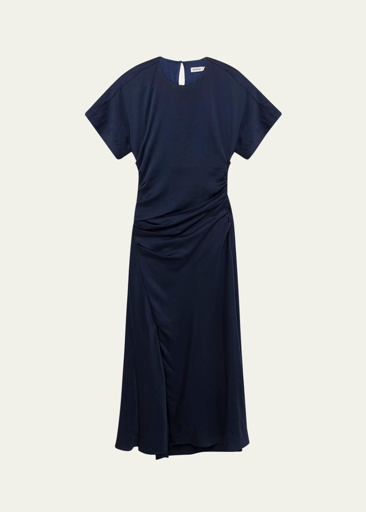 marabella draped short-sleeve midi dress