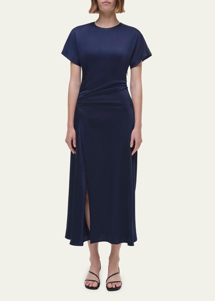marabella draped short-sleeve midi dress