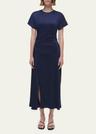marabella draped short-sleeve midi dress