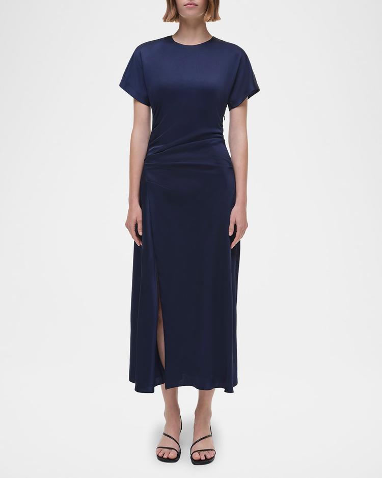 marabella draped short-sleeve midi dress