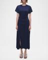 marabella draped short-sleeve midi dress