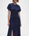 marabella draped short-sleeve midi dress