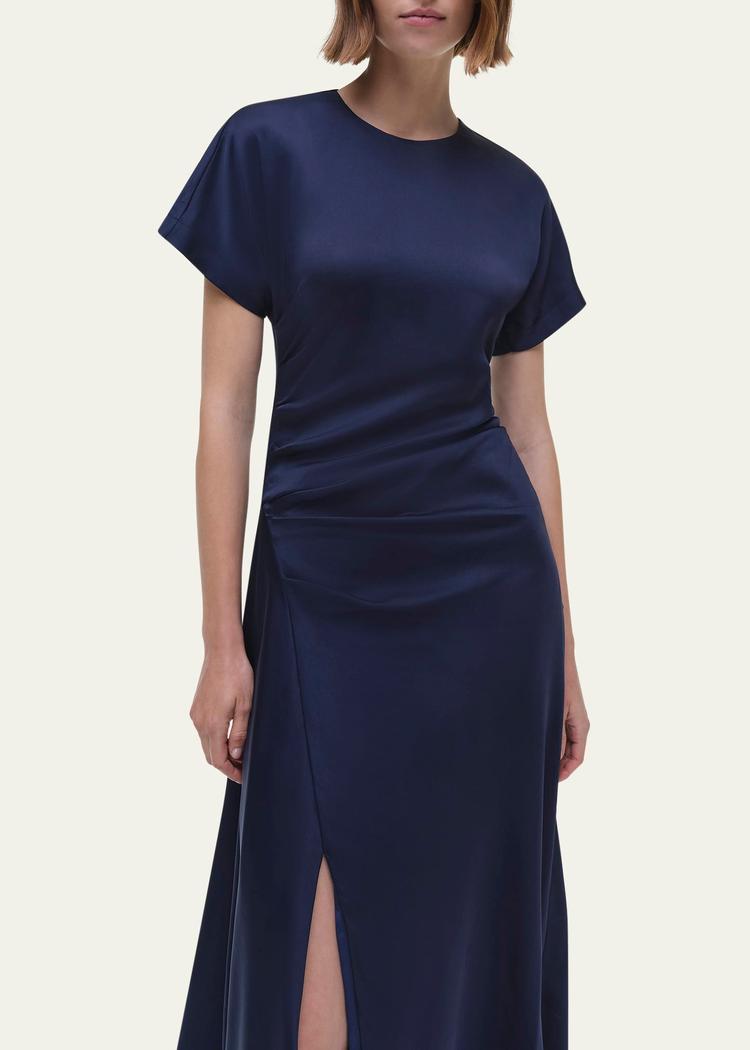 marabella draped short-sleeve midi dress