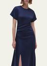marabella draped short-sleeve midi dress