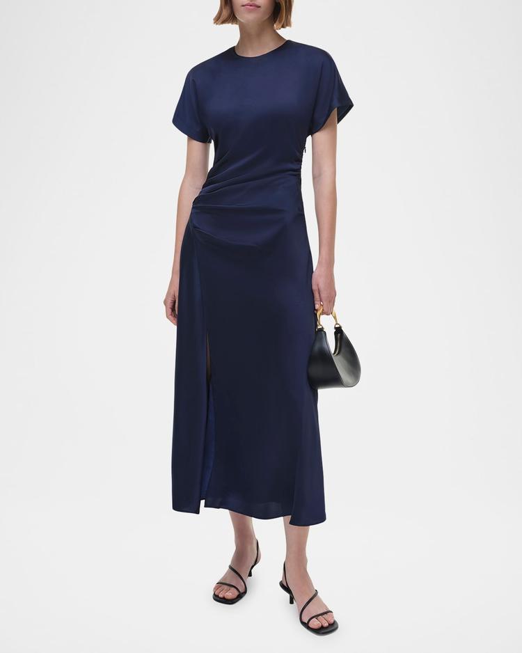 marabella draped short-sleeve midi dress