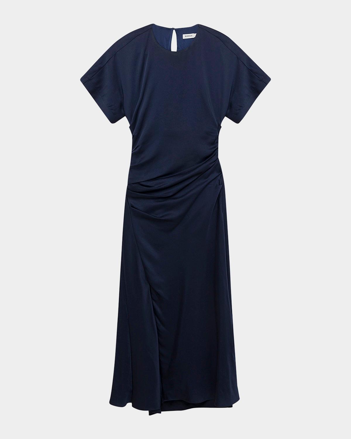 marabella draped short-sleeve midi dress