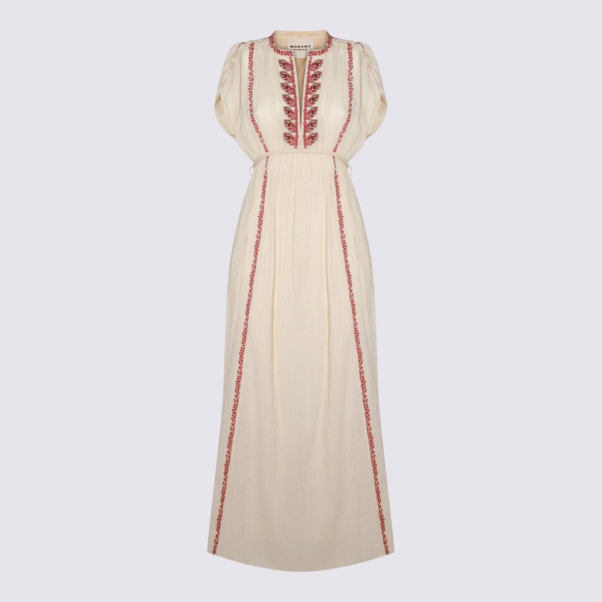 marant étoile beige and red viscose dress