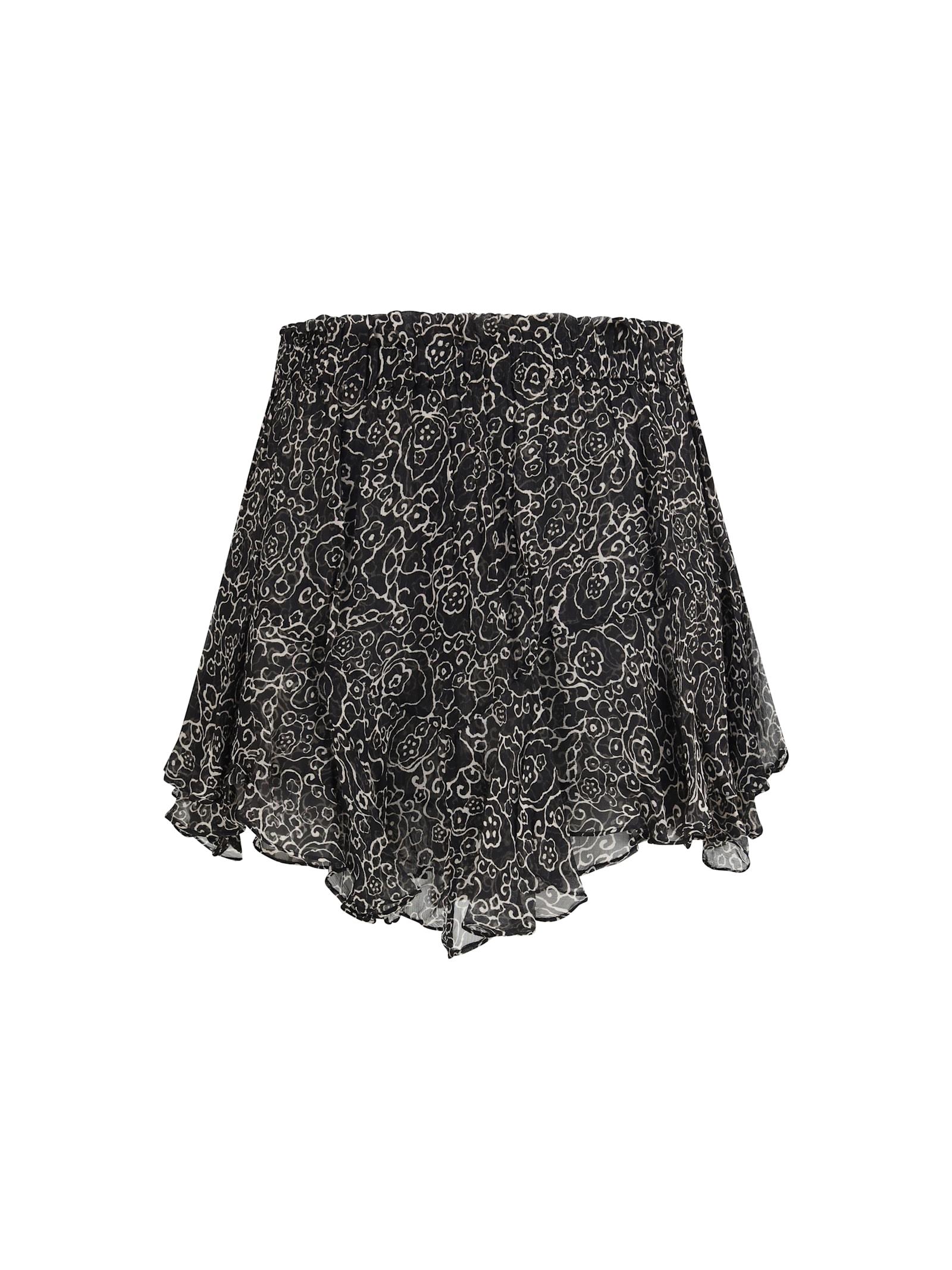 marant étoile floral ruffled shorts in viscose