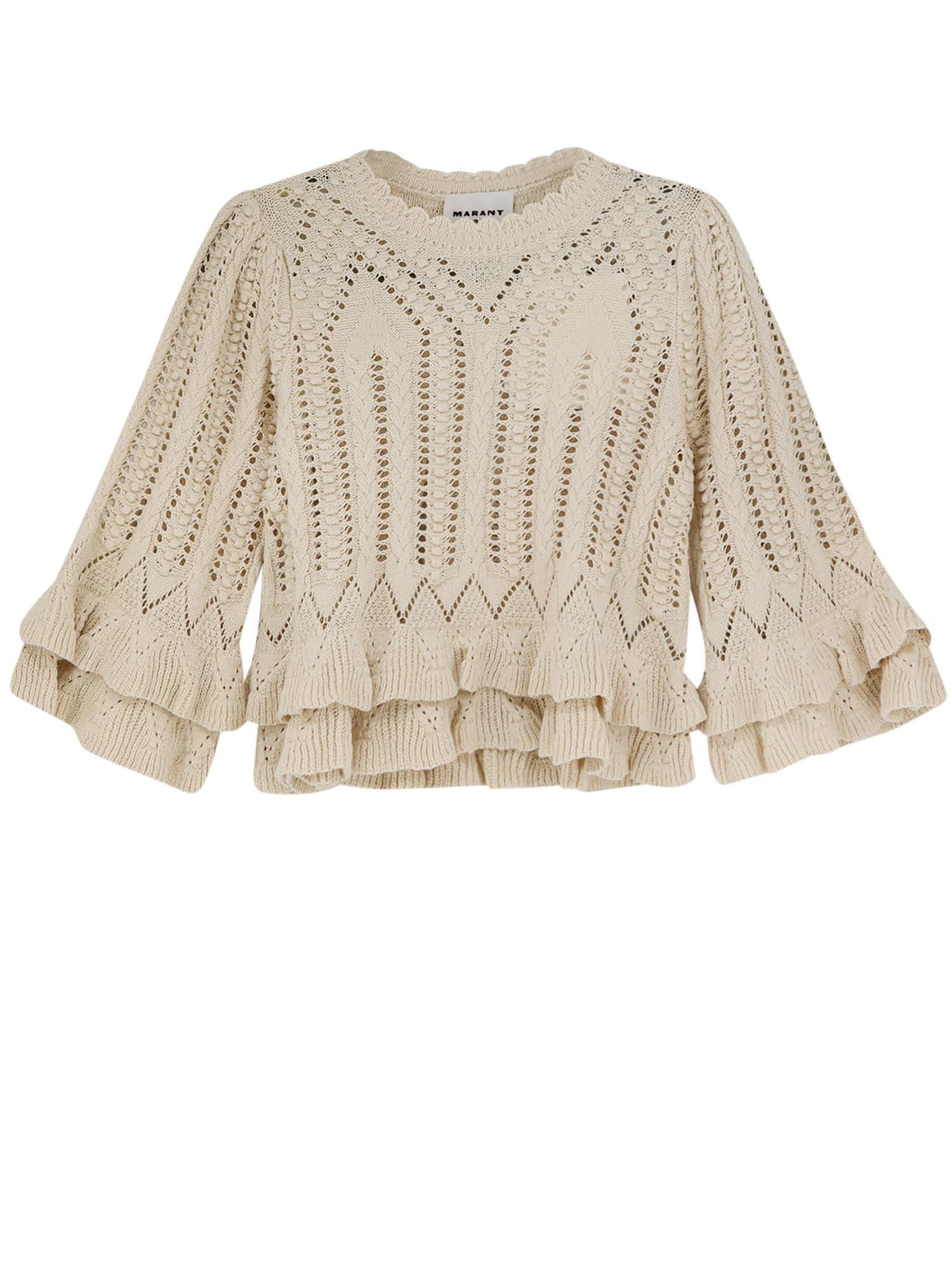 marant étoile frilly cotton sweater with ruffles detail