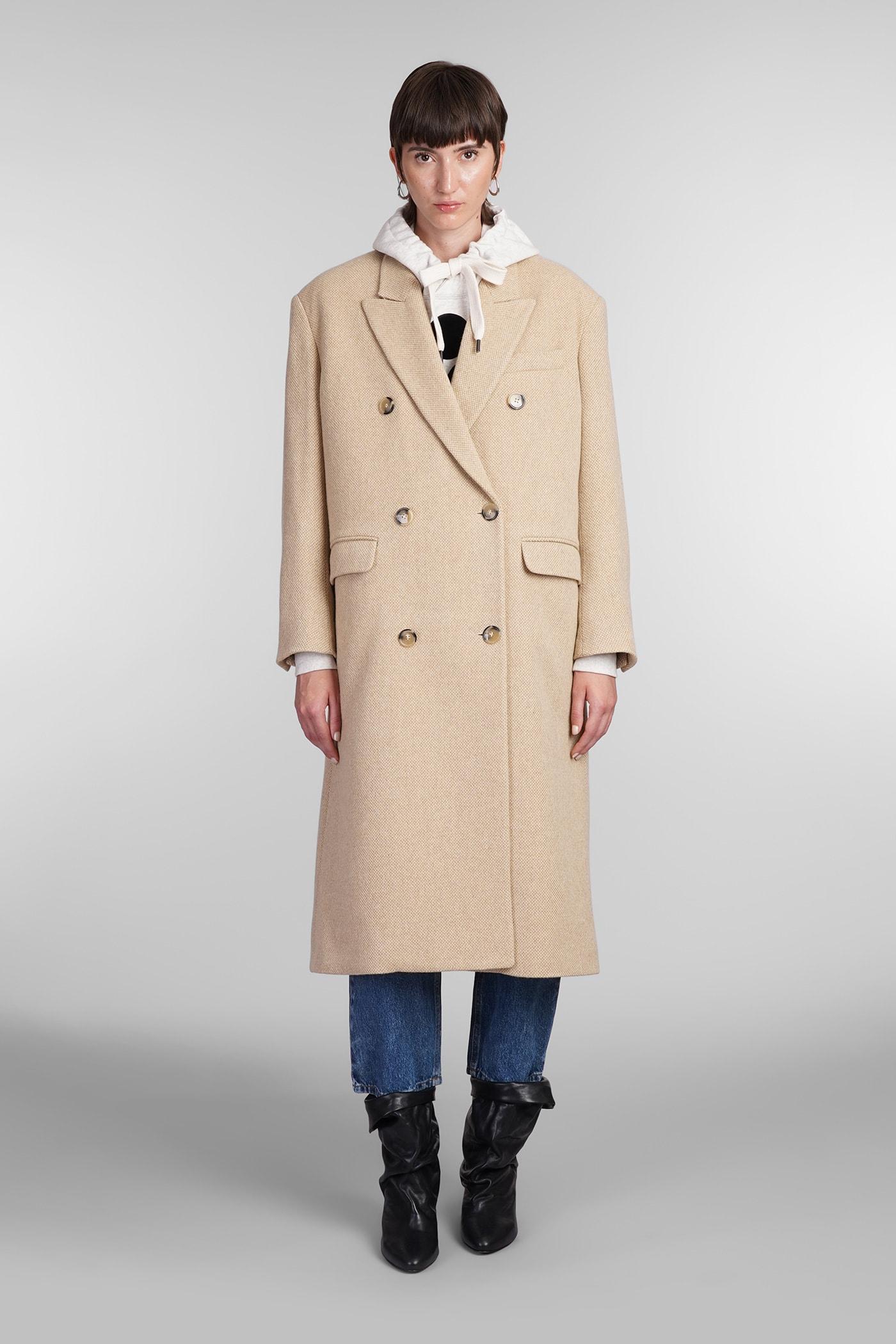 marant étoile lexana coat in beige wool