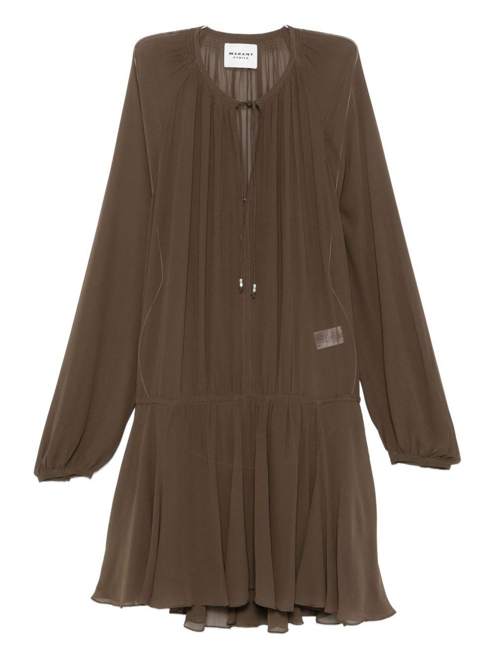marant étoile marant etoile brown dress with pleated skirt