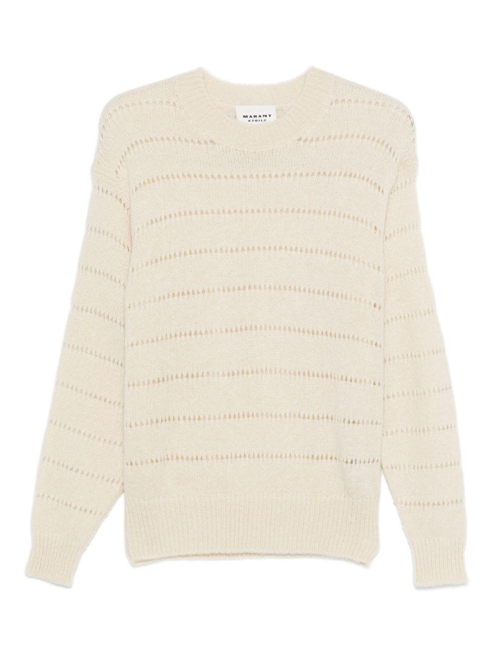 marant étoile marant etoile ecru horizontally striped open-knit sweater